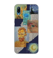 Huawei P20 Lite Uyumlu Vincent van Gogh Kolaj Desenli Şeffaf Telefon Kılıfı