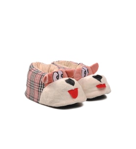 Ayakmod Köpekli Pembe-Bej Kadın Panduf (Çok Renkli)