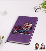 BK Gift Kişiye Özel Sevgililer Karikatürlü Mor Termo Deri Defter Model 103