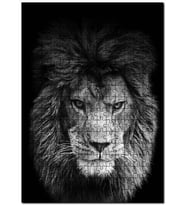 Cakapuzzle Yorgun Kral Aslan Siyah Beyaz Görsel Puzzle Yapboz MDF (Ahşap) (120 Parça)