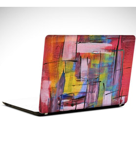 Pembe Mor Siyah Çizgiler Soyut Laptop Sticker 15.4 inch (37X26CM)