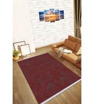 Bordo Yöresel Dokuma Pamuk Tabanlı Kaymaz Kilim KLM358