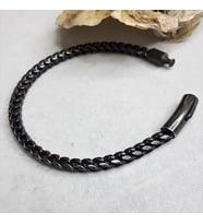 TS001027  - Punk Rock Model  5 mm Oksitlenmiş  Paslanmaz Çelik H.Ürün Erkek Bileklik 21 cm