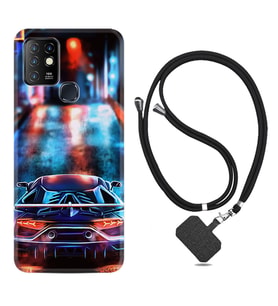 INFINIX Hot 8 9 10 11S Hot 10 Play 10T Kılıf Boyun Askılı Silikon Neon Cars 1724