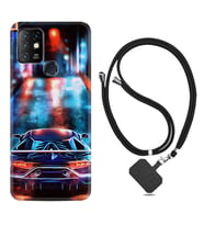 INFINIX Hot 8 9 10 11S Hot 10 Play 10T Kılıf Boyun Askılı Silikon Neon Cars 1724