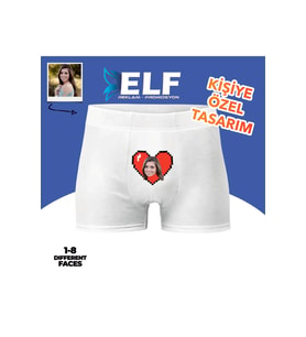 Kişiye Özel Fotoğaraf Kalpli Boxer (Standart)