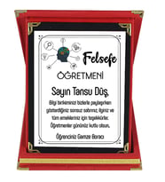 Felsefe Öğretmenine Hediye İsim Baskılı Plaket - Öğretmenler Günü Hediyesi (Kırmızı)
