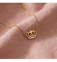 Kişiye Özel 925 Ayar Gümüş Zarif Taç Model Kolye (Gold)