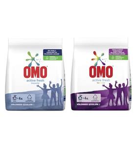 Omo Active Fresh Beyazlar 4 kg ve Renkliler 4 kg 2 li Set