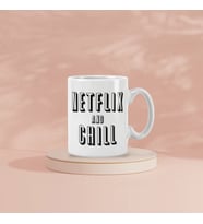 Hediyemi Netflix And Chill Baskılı Kupa Bardak  (Beyaz - Pera)