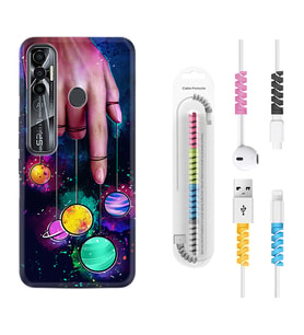 Tecno Spark 6 6 Go 8C 8 Pro 7 7 Pro Kılıf Kablo Koruma Spiral Silikon Finger planet 1740