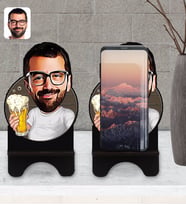 BK Gift Kişiye Özel Erkek Karikatürlü Ahşap Biblo Telefon Standı-51