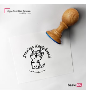 Kedi Kişiye Özel Kitap Damgası Kitap Mührü Kaşe Kitap Mühür Özel Damga 376