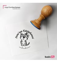 Kedi Kişiye Özel Kitap Damgası Kitap Mührü Kaşe Kitap Mühür Özel Damga 376