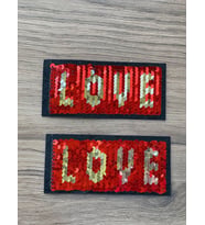 5X11 CM 2 Lİ ÜTÜ İLE YAPIŞAN KIRMIZI PAYETLİ APLİKE ARMA YAMA DİKİŞ HOBİ