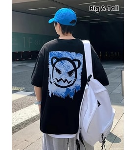 ERKEK Tişört Bisiklet Yaka Kore tarzı baskı Kısa Kol t-shirt - Siyah