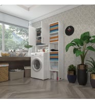 Kenzlife çamaşır makinesi dolabı sinemmaks byz 180*096*30 banyo kapaklı arkalıklı raflı (Karışık)