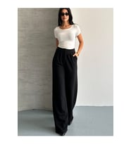 Kadın Bol Paça Kumaş Palazzo Pantolon Crep Kumaş