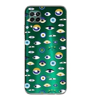 PrintiFy Huawei P40 Lite ile Uyumlu Nazar Boncuğu 2 Baskılı Kamera Korumalı Şeffaf Silikon Kılıf