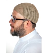 Baba Günü Hediyesi - Lüks Çelik Örme Namaz Takkesi Kahverengi 1 Adet