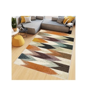 Rovigo Home Dijital Baskı Yıkanabilir Kaymaz Taban Salon Halısı RVG0481 (Sarı)
