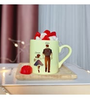 Baba Kız Tasarımlı Kişiye Özel Sarı Türk Kahvesi Fincanı