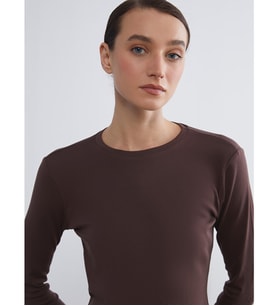 LCW EVERYDAY Kahverengi Bisiklet Yaka Kadın Body