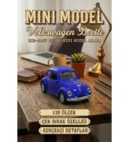 Volkswagen Beetle Vosvos Mini Model Araba 1:38 Die-Cast Metal Çek-Bırak Oyuncak 9.5 cm Lacivert