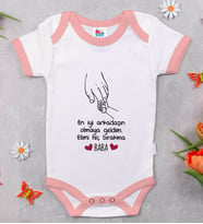 BK Kids Baba Tasarımlı Pembe Bebek Body Zıbın-1