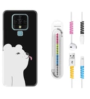 Tecno Camon 16 18P Pova 3 Pova Neo Kılıf Kablo Koruma Spiral Silikon Panda Sevimli 1738