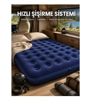 Mey İthalat® Çift Kişilik Şişme Yatak Dayanıklı Vinil Kamp ve Misafir Kullanımına Uygun