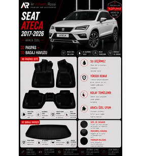 SEAT ATECA 2017-2026 Araca Özel 3D Paspas + 3D Bagaj Havuzu