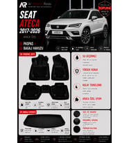 SEAT ATECA 2017-2026 Araca Özel 3D Paspas + 3D Bagaj Havuzu
