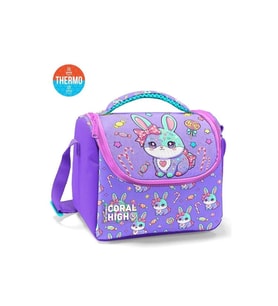 CORAL HIGH 37155 KIDS MOR MİLKA SU YEŞİLİ TAVŞAN DESENLİ THERMO BESLENME ÇANTASI