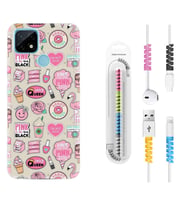 Realme C11 C21 C21Y C25Y C11 2021 Kılıf Kablo Koruma Spiral Silikon Donut Flamingo 1415