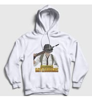 Presmono Unisex Beyaz Cartoon Pubg Kapüşonlu Sweatshirt 29960tt