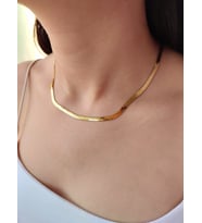 Paslanmaz Çelik Italyan Yassı Zincir Yaldızlı Rose Gold 45 Cm Kadın Kolye (Gold)