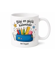 Kalem Kutusu Temalı Öğrenci Kupası Baskılı Kupa Bardak Hediye