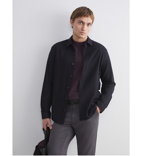 LCW Vision Siyah Regular Fit Uzun Kollu Gabardin Erkek Gömlek
