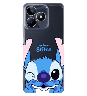Realme C53 Uyumlu We Love Stitch Desenli Şeffaf Telefon Kılıfı