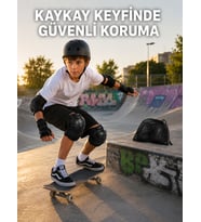 Çocuk Koruyucu Dizlik Dirseklik ve El Bilek Koruyucu Seti 2 Adet Siyah
