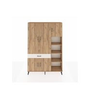 Arges Dolap 10 Raflı Tek Çekmeceli 5 Kapaklı 132x30x195 Çam-Çam/Aytaşı