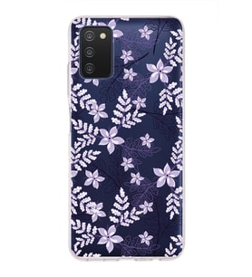 Samsung Galaxy A03s Uyumlu Kapak Floral Lila Tasarımlı Şeffaf Silikon Kılıf