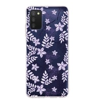 Samsung Galaxy A03s Uyumlu Kapak Floral Lila Tasarımlı Şeffaf Silikon Kılıf