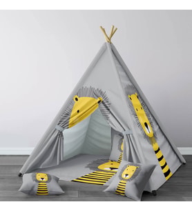 Çocuk Odası Dijital Baskılı Minderli Kızıldereli Çocuk Çadır Evi Model 00120