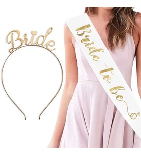 Bride To Be Gold Taç Kuşak Set