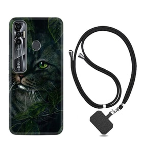 Tecno Spark 6 6 Go 8C 8 Pro 7 7 Pro Kılıf Boyun Askılı Silikon Flowers Cat 1345
