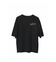 Unisex Bisiklet Yaka Baskılı Oversize T-Shirt - Siyah