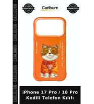 iPhone 17 Pro / 18 Pro Kedili Telefon Kılıfı Turuncu Kılıf Cihaz Koruma Desenli Kap
