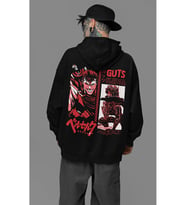 Guts Berserk Baskılı Unisex Oversize Anime Hoodie